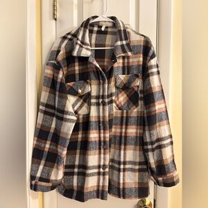 Plaid Button-Up Shirt-Jacket
